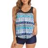 Adigaber Costume da Bagno a Due Pezzi Mesh Donna Tankini Set Removable Reggiseno Stampa Floreale Donna Beachwear Swimwear