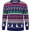 Jezonga Maglione Natalizio Uomo Maglia di Natale Divertente Maglioni di Natale Pullover Sweater Stampa Fiocco di Neve Alce a Maniche Lunga Girocollo Festa Natalizie Blu L