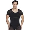 Fiohiros Firm Control Body Shaper T Shirt da uomo, snellente body shaper pancia controllo pancia compressione maglietta strato base, Nero , M