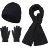 KRIPINC Set Cappello Sciarpa Guanti Uomo, Set 3 in 1 con Sciarpa e Berretto Uomo e Guanti Termici Touch Screen, Idee Regalo Ragazzo per Natale e Compleanno (Stile A, Nero)