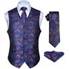 HISDERN Set di gilet e cravatta jacquard floreali classici da uomo in paisley floreale e tasca quadrata