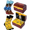 Rainbow Socks - Donna Uomo Novità Calzini Pirata in Scatola - Un Calzino Regalo per i fan dei Pirati - Pirate Treasure Socks - 2 paia