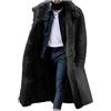 SMUXP Cappotto da uomo in finto montone di media lunghezza, giacca da viaggio in finta pelle di pecora, fodera in pile di pelliccia sintetica, cappotto in montone spesso, caldo trench invernale, Nero