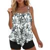 Generico Tankini Donna Mare Costume da Bagno Due Pezzi Curvy Tankini Costumi Estivo Curvy Contenitivo Pancia Bikini Canottiera e Pantaloncino Sportivo Scollo a V Swimsuit Imbottito Vita Alta