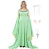 Cuzeolin Arwen Costume da Regina da Donna, con Copricapo, per Halloween, Cosplay, Medievale, Rinascimentale, Taglia S