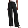 Generico Pantaloni Palazzo Donna Eleganti per Ufficio Pantaloni Larghi Morbidi Vita Alta E con Tasche Trousers Business Casual Chic per Donna(Black, S)