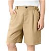 LOLANTA Shorts Scolastici Ragazzi, Shorts Eleganti per Bambini, Pantaloni Completo Formali Estivi Bambini, Pantaloncini Uniforme con Vita Regolabile (Kaki, 8-9 Anni, 140)