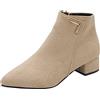 Generisch Termico retrò tacchi cerniera alta traspirante stivali donna corti scarpe alla moda goffo stivali donna, beige., 40 EU
