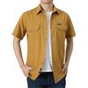 Generic Camicie da uomo a maniche corte cargo con doppie tasche estive tinta unita top da lavoro button down abbigliamento esterno, Z11-giallo Camicie Con Doppie Tasche, L