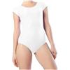 Prime fashions - Body per ragazze con maniche corte e brillanti - Costume da danza e ginnastica in taglie per bambini, bianco, 13 anni