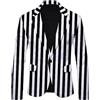 Generisch Abito da Uomo Slim Fit Giacca con Strisce Verticali, Punti, Blazer a Pois, Motivo Leopardato, Giacca British, Una Bottonatura, Nero, Bianco, A Righe, bianco, M
