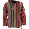 GURU SHOP Baja Hoodie, Boho Goa Style - Rot Uomo Felpa con Cappuccio Multicolore 100% Cotone Regular