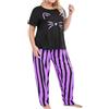 Generic Pigiami da Donna,Taglie Forti Pigiama Donna Set Casa con Girocollo Top e Pantaloni Lunghi a Maniche Corte Pantaloncini Lounge Sleepwear Casual