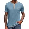 COOFANDY Camicia Henley a Maniche Corte da Uomo Henley Shirt Estiva Casual T-Shirt Maglietta con Tasca Blu L
