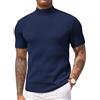 COOFANDY Maglietta da uomo a collo alto a maniche corte con colletto alla coreana superiore a costine pullover lavorato a maglia elastica tinta unita