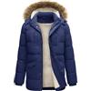 heekpek Giubbotto Invernale Uomo Cappotto con Cappuccio Idrorepellente Lungo Giacca Pile Imbottito Giacconi Invernali Parka da Sci Snowboard Trekking, Blu scuro, S