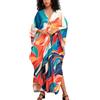 YouKD - Abito lungo floreale stampato, caftano maxi, taglie forti, copricostume da spiaggia, vestaglia, taglia unica