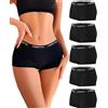 FINETOO Confezione da 5 Boxer Donna Biancheria Intima in Cotone Traspirante Pantaloncini Mutandine a Vita Bassa Morbide Confezione Multipla S-XL