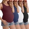Ficerd Set da 4 Canotte Premaman Donna Senza Maniche con Arricciatura Laterale Girocollo Casual Estive Basic