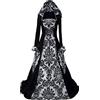 Generico Vestito Gotico Donna Halloween Abito retrò Medievale con Maniche A Tromba Stile Vittoriano per Il Rinascimento Malefica Costume Vampira Comfort