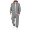 Basisstoff Sheeesh Tuta da uomo intera con cappuccio, pezzo unico, casa, cotone, grigio scuro, M