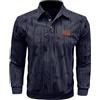 MakingDa Polo da uomo a maniche lunghe con polsini jacquard bottoni slim fit camicia con colletto casual moda golf tee top, blu navy, M