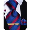 YourTies Set di cravatte in seta per uomo, motivo a quadri, paisley, floreale, con pochette quadrata, gemelli e fermacravatta, per matrimonio, festa, lavoro, occasioni formali, Taglia unica