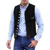 Foweknow Gilet per costume tradizionale bavarese, da uomo, senza maniche, con colletto alto, elegante, vintage, slim fit, costume tradizionale bavarese, Oktoberfest, Nero , 3XL