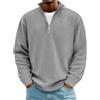 Generic DENGJIAMY Felpe a maglia da uomo Magliette classiche da esterno Taglie forti Solid Top autunnali Camicie con collo trendy Manica lunga Pullover con zip 1/4 per uomo, Grigio, 3XL