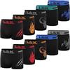 L&K 10 Pack Boxer Uomo Pantaloncini Intimo Microfibra Retro Pantaloncini Colore Nero con Motivi 1213 BL XL/2XL