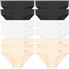 HAND'S FLOWER 12 Slip Mutandine Donna in Cotone Elasticizzato, Tinta Unita, Colori Assortiti, Vita Bassa (12, L-XL)
