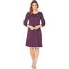 e.Femme® Marion 944 - Camicia da Notte da Donna a Maniche Lunghe, a 3/4, in 50% Cotone e 50% Modal, Melanzana a Pois, 48