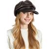 Ausing Berretto in Pelle da Donna Cappello Pelle Ecopelle Marrone Cappellino Francese Basco Newsboy Berretti Ottagonale Artista Pittore Cappelli Baker Boy Moda Casual Vintage Printemps Autunno Inverno