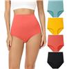 wirarpa Mutande Donna Cotone Vita Super Alta Slip Donna Mutantina Elastiche Culotte Piena Copertura Pacco da 4