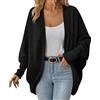 Generic Cardigan da donna autunno inverno nuovo cardigan manica pipistrello caldo oversize moda casual confortevole maglione lavorato a maglia traspirante, 01# Nero, M