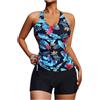 hehiy Tankini Donna Mare Curvy 2 Pezzi Costumi da Bagno con Top e Vita Alta Pantaloncini Taglie Forti Sportivo Beachwear Costumi Curvy Donna Comodo e Traspirante