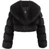 NZYIHAO Elegante cappotto in pelliccia sintetica da donna crop giacca invernale soffice pelliccia patchwork cappotto cappotto pelliccia risvolto giacca corta giacca in pelliccia sintetica calda giacca