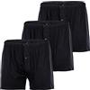 YOURBASICS Boxer da uomo in jersey, in morbido cotone Ulteriore stile americano, confezione da 3 pezzi, in cotone, apertura con bottone, Nero , L