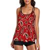 Urchics Tankini - Costume da bagno da donna, in due pezzi, con pantaloncini da ragazzo, Modello Z-rosso, S