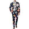 Generisch Abito di Natale da Uomo Brutto Costume Natalizio Festivo Completo da Uomo 2 Pezzi Business Smoking Stampa Divertente Abito di Natale Abiti da Matrimonio, Nero , S