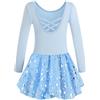 Mulnall Body da balletto per bambine, gonna tutù da danza, outfit da danza per bambine piccole, vestito da allenamento con spalline incrociate sulla schiena, perline lucide, 4-5 Jahre