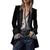 Duohropke Giacca da donna vintage in velluto, blazer con scollo a V, manica lunga, con ricami, collo dentellato, mantelli vittoriani, frac gotico, giacca da pirata, steampunk, medievale, mantello