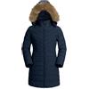 Pioneer Camp, Cappotto invernale da donna, lungo, caldo, trapuntato, impermeabile, giacca invernale, cappotto da donna, inverno, con colletto in pelliccia sintetica rimovibile, blu navy, M
