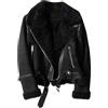 Generic Cappotto invernale in montone con tasche da donna, giacca in similpelle spessa, parka con fodera e cerniera, tosatura nera, taglia XS