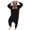 SAMGU Pigiama Animali Cosplay Uomo Donna Adulti Costume Tuta Nero + Marrone S