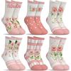 hometrixx 6 Paia Calze In Cotone Traspirante Bambina Calzini Corti Fiori Rosa Acquerellati Cuori A Quadri Linee Ondulate Calzini Alla Caviglia 5-8 Anni