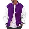 OBiQuzz Giacca college da uomo Oldschool Bomber da uomo alla moda, vestibilità normale, da aviatore, con colletto alto, da baseball, con tasche, giacca leggera, Lilla, 3XL