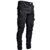 Cicilin Pantaloni da uomo casual jeans multitasche cargo da combattimento vestibilità regolare jeans da lavoro elasticizzati, Nero , M