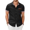 COOFANDY Camicia da Uomo Camicia di Jeans a Maniche Corte Denim a Quadri t-Shirt Slim Fit Stile Cowboy Camicia Casual a Maniche Corte per Uomo Nero XL