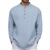 lozssnigzi Camicia Lino Uomo, A Maniche Lunghe, Collo Coreano, con Bottoni, Slim Fit Henley Shirt Leggera Estiva Casual Magliette da Spiaggia T-Shirt Tinta Unita Elegante